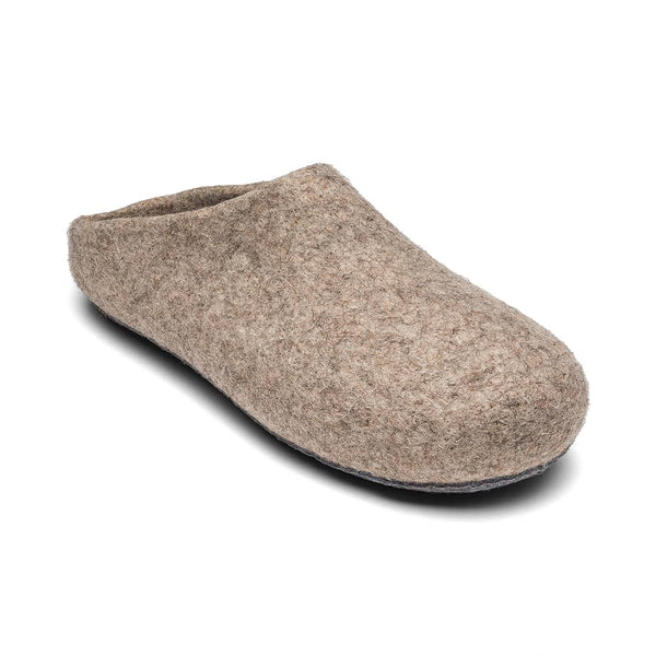Kyrgies Gray Wool Felt Slip-On Slippers with Brown Suede Sole Men main image 3