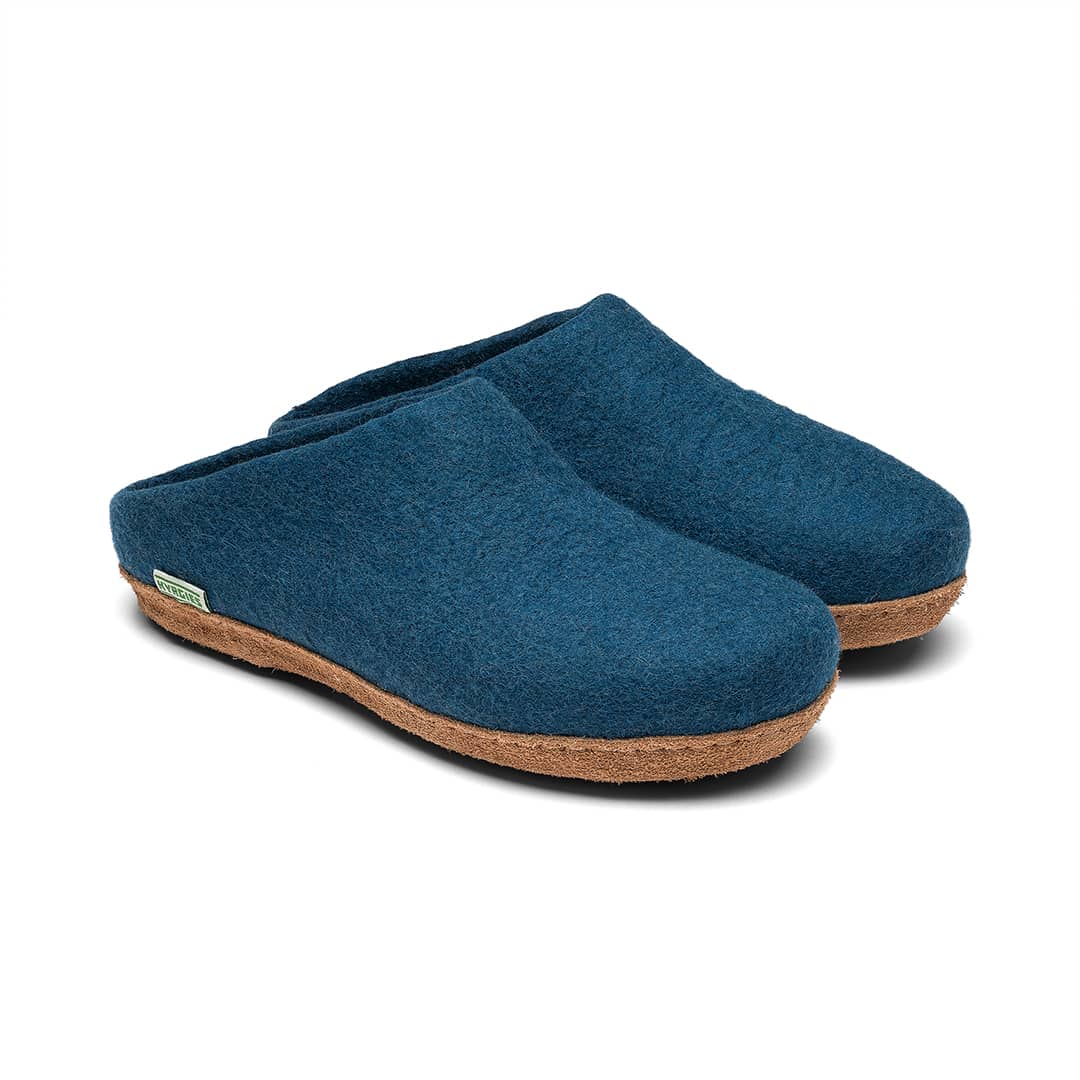Handmade Wool Felt Slippers with Arch Support and Leather