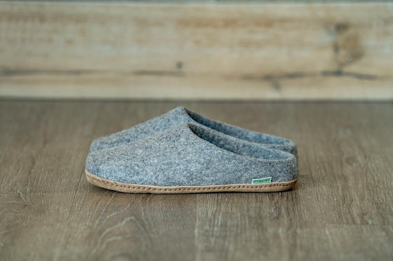Kyrgies Wool Slippers with All Natural Sole - Low Back - Gray Women's - Kyrgies