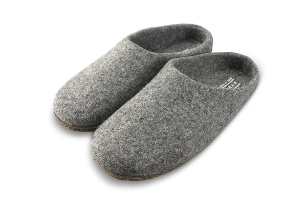 Kyrgies Wool Slippers with an All Natural Leather Sole - Womens Gray