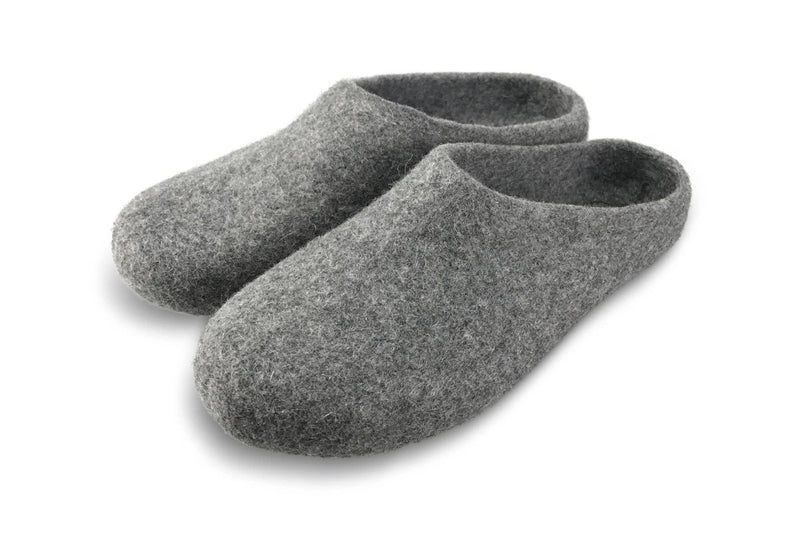Women's Handmade Wool Felt Slippers with Synthetic Felt Soles - Navy Gray / 10.5 - 11 (41 EU)