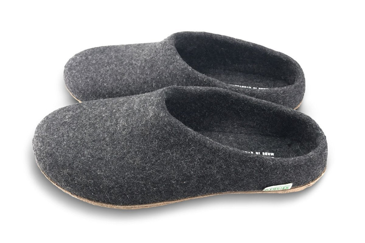Handmade Wool Felt Slippers with Arch Support and Leather Sole ...